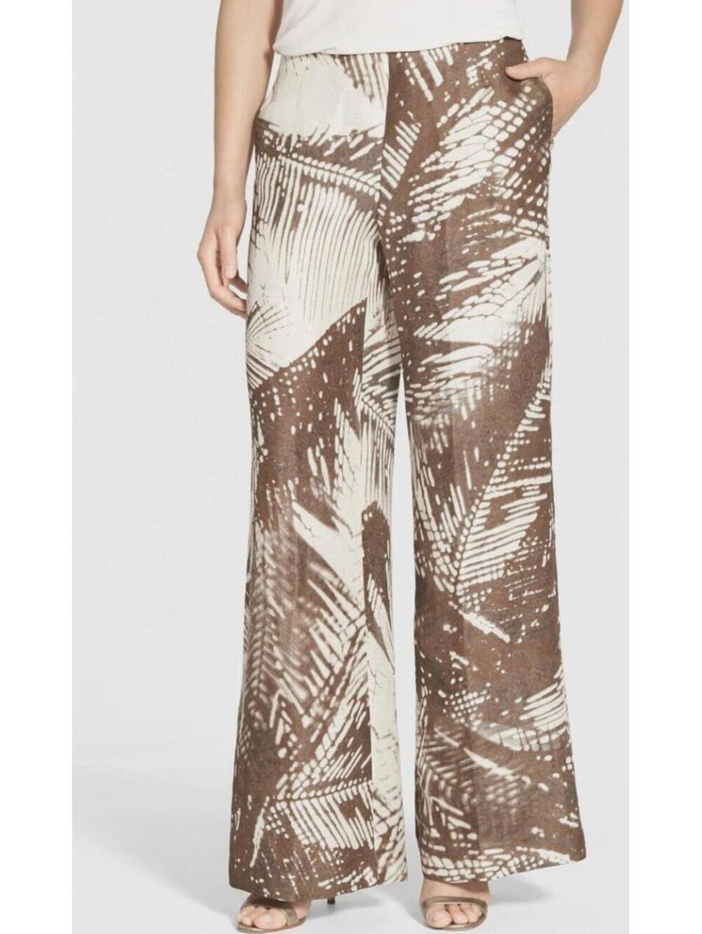 NWOT $698 Lafayette 148 boho raffia linen pants sz 10